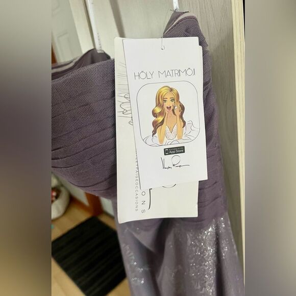 Hayley Paige Tulle Mauve Purple Strapless Bridesmaid Prom Dress NWT - Size 14 - Picture 4 of 9